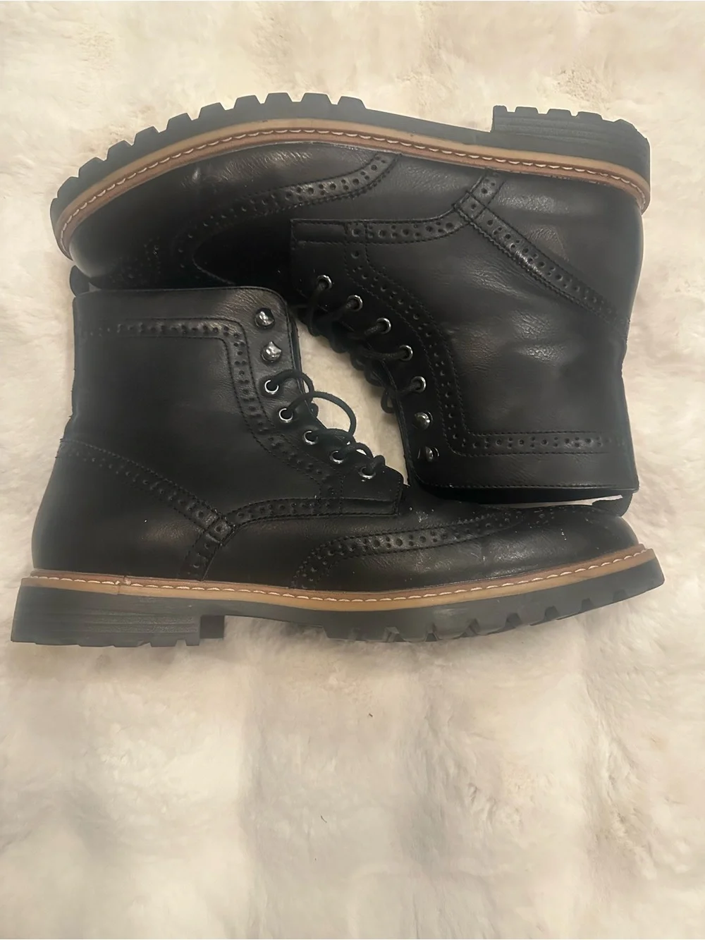 Club Room Black Leather Chukka Brogue Boots